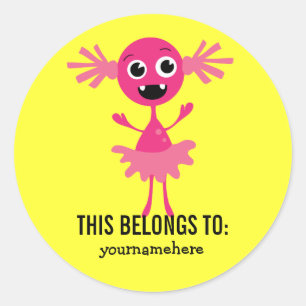 Silly Cute Monster THIS BELONGS TO Stickers