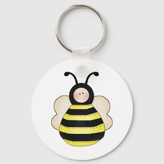 silly cute round bumble bee keychain (Front)