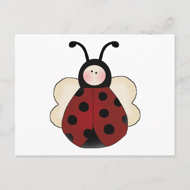 silly cute round ladybug cartoon postcard (Front)