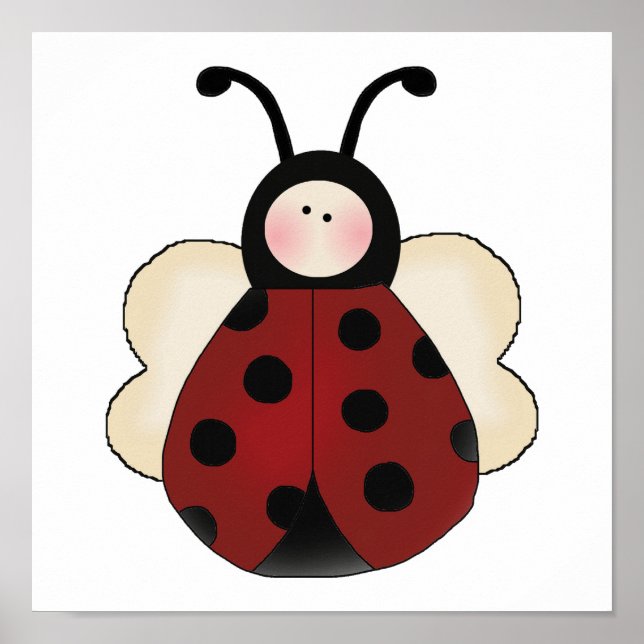 silly cute round ladybug cartoon poster (Front)