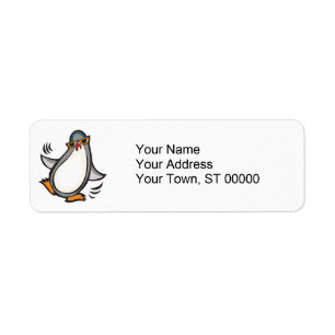 silly dancing penguin label
