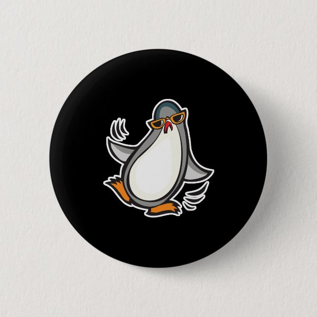 silly dancing penguin pinback button (Front)
