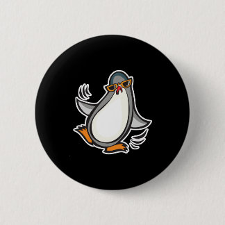silly dancing penguin pinback button
