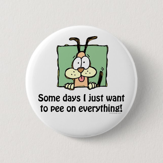 Silly Dog Pee Humor Button (Front)
