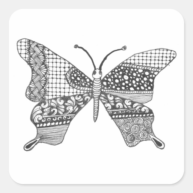 Silly Doodle Butterfly  Square Sticker (Front)