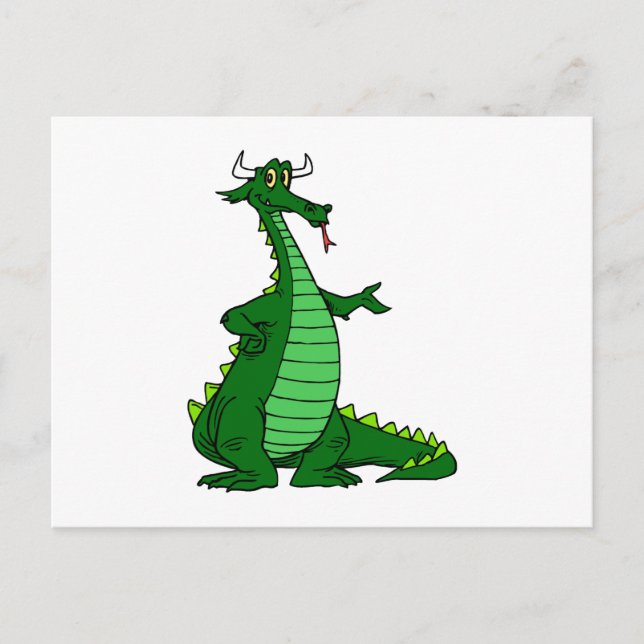 Silly Dragon Green Postcard (Front)