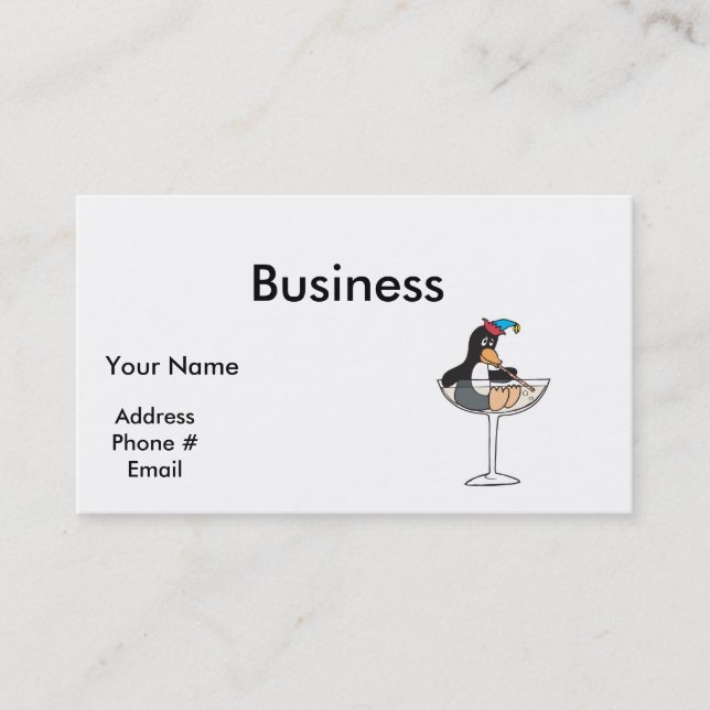 silly drunk penguin business card (Front)