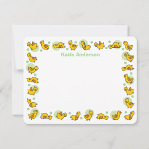Silly Duckies Green Baby Shower Thank You Card