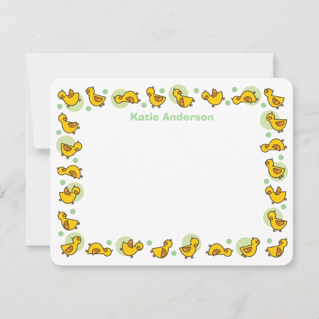 Silly Duckies Green Baby Shower Thank You Card (Front)