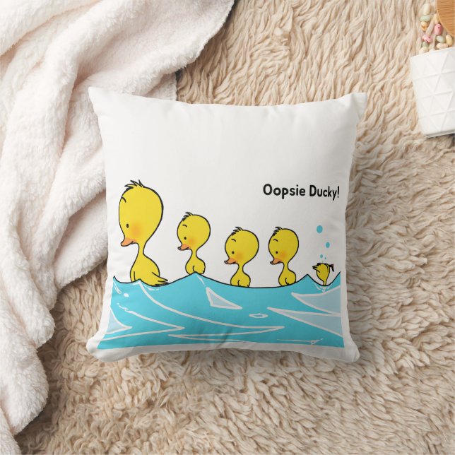 Silly Duckling Makes a Splash Throw Pillow (Blanket)