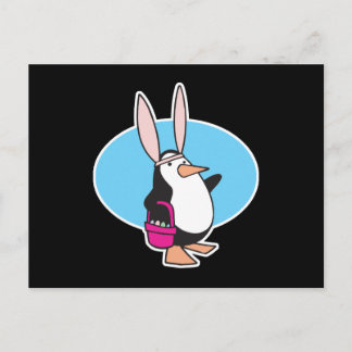 silly easter bunny penguin holiday postcard