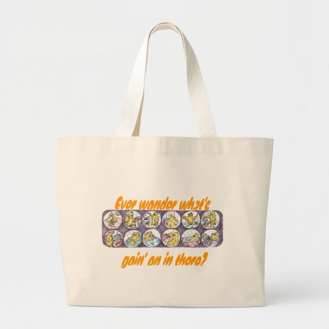Silly Egg Carton Large Tote Bag (Front)