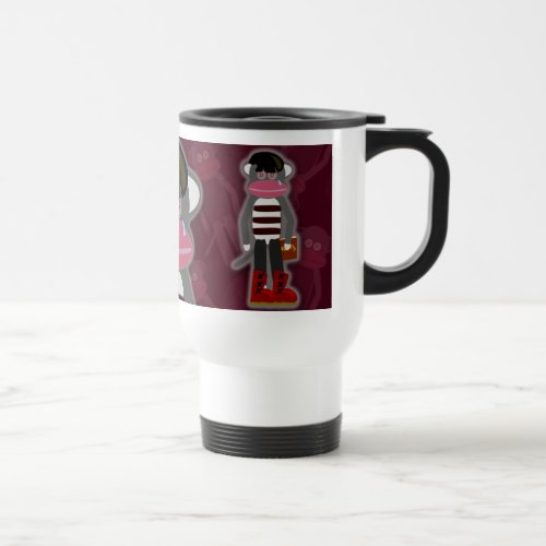 Silly Emo Sock Monkey Angsty Cartoon Character Travel Mug