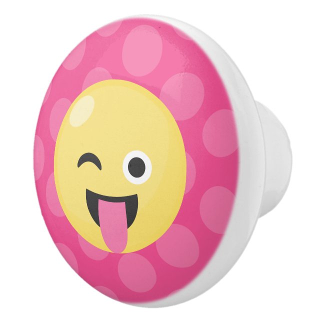 Silly Emoji Polka Dots Ceramic Knob (Right)