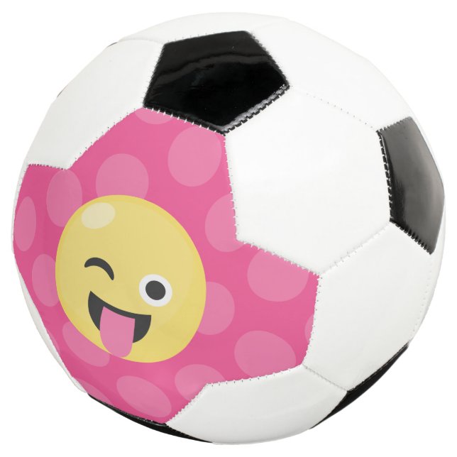 Silly Emoji Polka Dots Soccer Ball (Three Quarter)