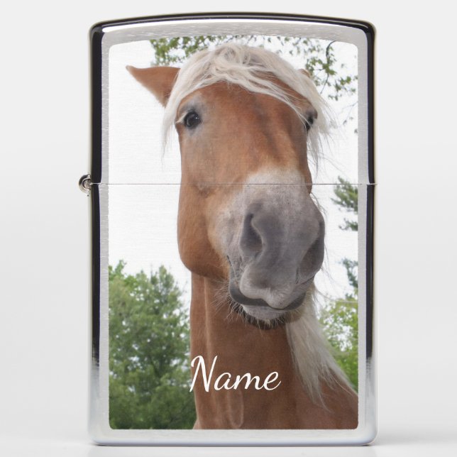 Silly Face Horse Personalized Animal Zippo Lighter (Front)