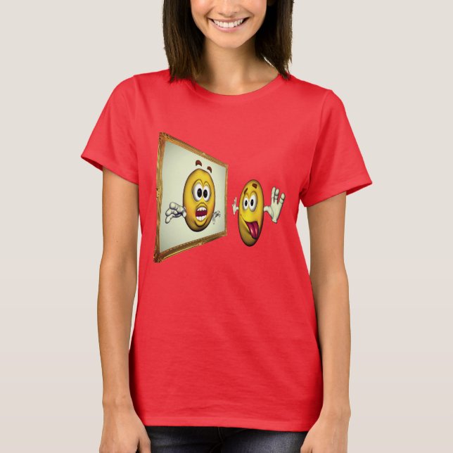 Silly Face In Mirror Funny T-Shirt (Front)