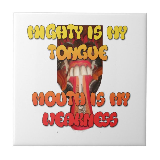 Silly Face: Tongue-Out Expression Humor Ceramic Tile (Front)