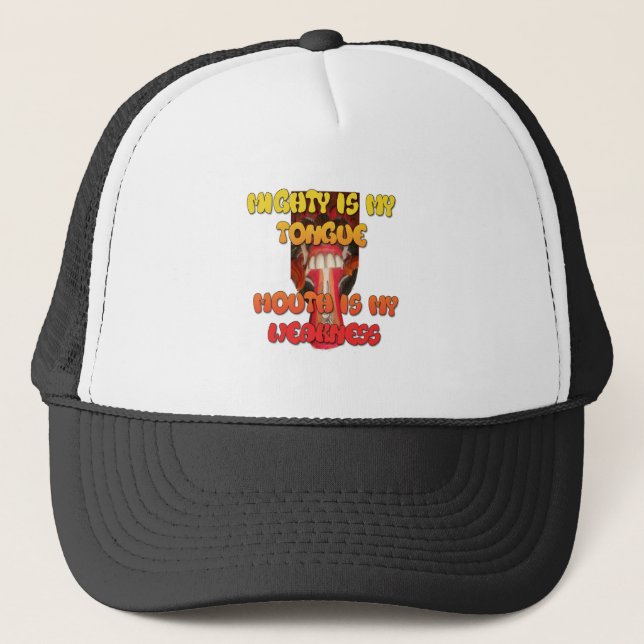 Silly Face: Tongue-Out Expression Humor Trucker Hat (Front)