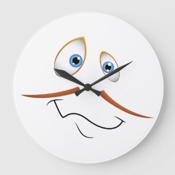 Silly Face With Thin Mustache Large Clock by GroovyFinds at Zazzle