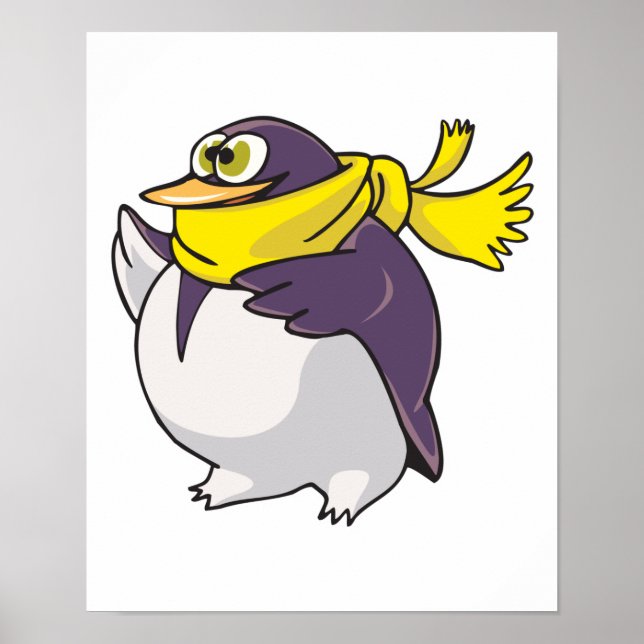 silly fat penguin wearing scarf poster (Front)