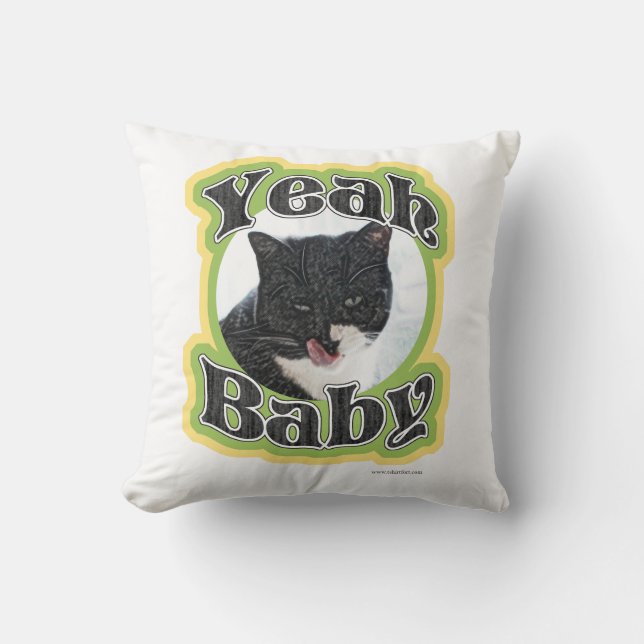 Silly Flirty Cat Throw Pillow (Front)