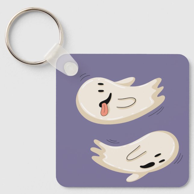 Silly Flying Ghosts Keychain (Front)
