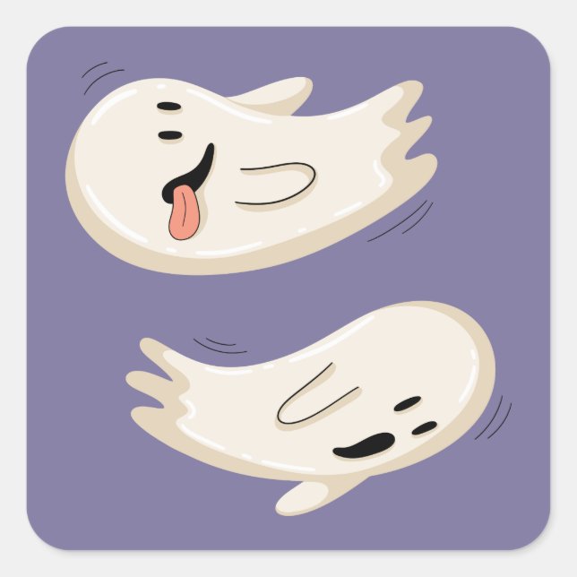 Silly Flying Ghosts Square Sticker (Front)