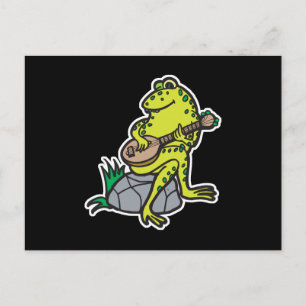silly frog playing guitar postcard