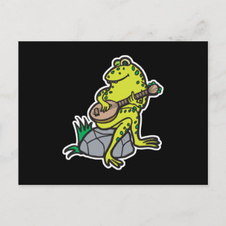 silly frog playing guitar postcard