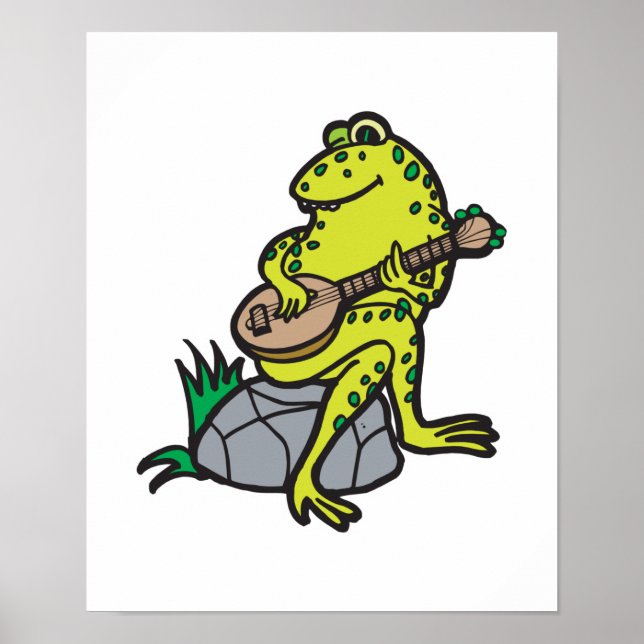 silly frog playing guitar poster (Front)