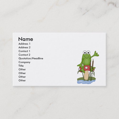 silly frog sitting on mushroom business card
