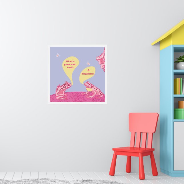 Silly Frogs Art Print - Pink & periwinkle Blue (Nursery 1)