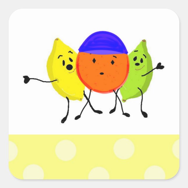Silly Fruit Gang Square Sticker (Front)