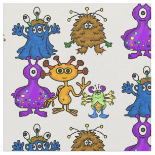Silly Fun Cartoon Aliens Fabric