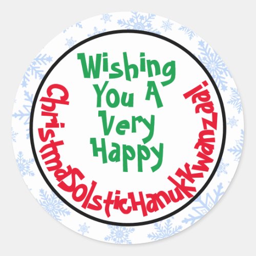 Silly Fun Christmas Solstice Hanukkah Kwanzaa Classic Round Sticker