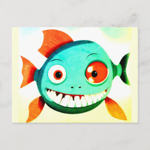 Silly Funny Cartoon Fish Postcard