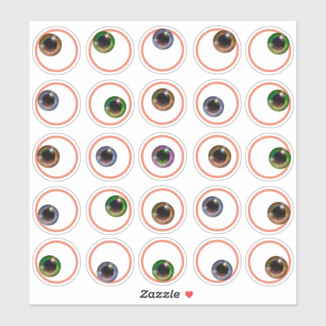Silly Funny Cartoon Googly Eyeballs Sticker Set (Sheet)