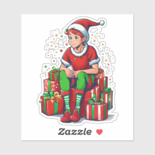Silly Funny Christmas Santa Claus Elf Kid Sticker