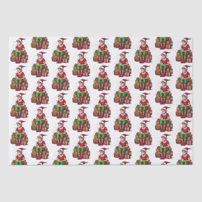 Silly Funny Christmas Santa Claus Elf Kid Tissue Paper (Front)