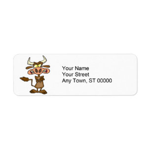 silly funny mad angry cow cartoon label