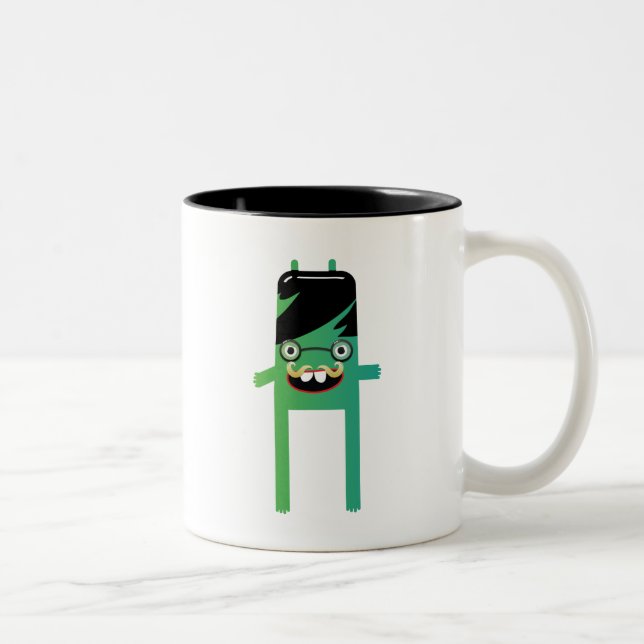 silly geeky monster dude Two-Tone coffee mug (Right)