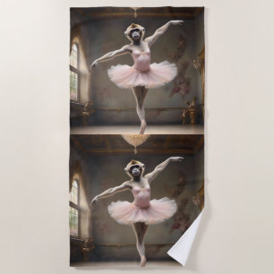 Silly Gibbon Ballerina Doing A Pirouette, Beach Towel