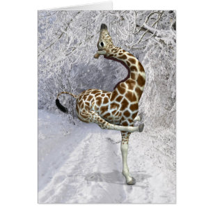 Silly Giraffe In Winter Cards