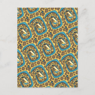 SILLY GIRAFFE LONG NECK AND SPOTS, FUNNY FOLK ART  POSTCARD