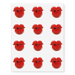 Silly Girl Cartoon Lips Temporary Tattoos