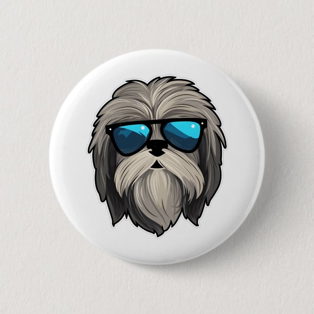 Silly Glasses Lhasa Apso Classic T-Shirt Button (Front)