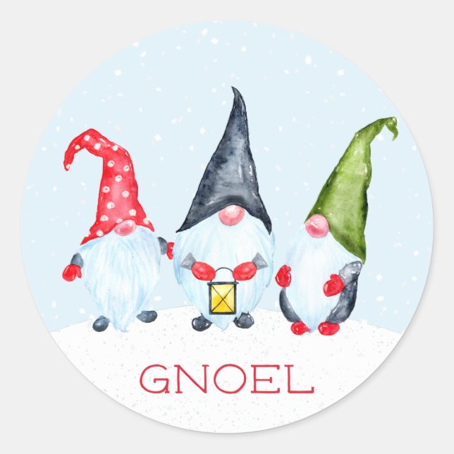 Silly Gnoel Christmas Classic Round Sticker (Front)
