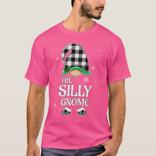 Silly Gnome Buffalo Plaid Christmas Matching Famil T-Shirt