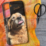 Silly Golden Retriever Photograph Custom Text Samsung Galaxy S22 Case<br><div class="desc">This phone case features an adorable photograph of a Golden Retriever with eyes closed and sticking out his tongue. Personalize or remove the text or edit using the design tool to select a font style,  size,  and color you prefer.</div>